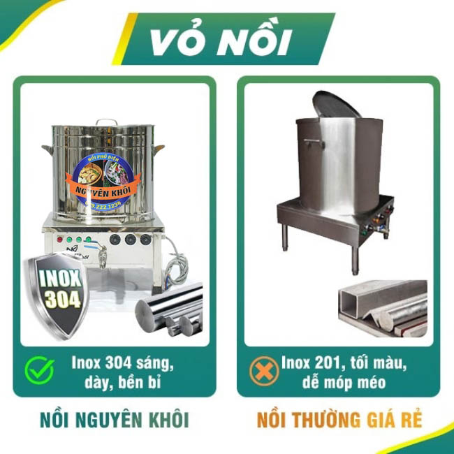 Chất liệu nồi nấu phở 120l