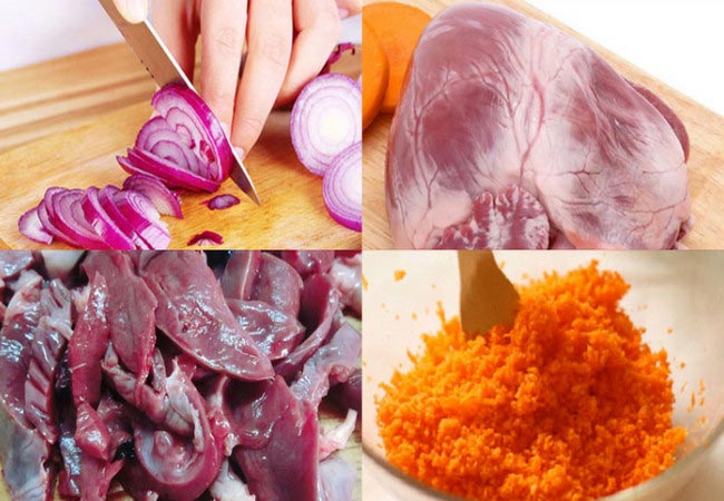 Nguyên liệu nấu cháo tim heo cà rốt 
