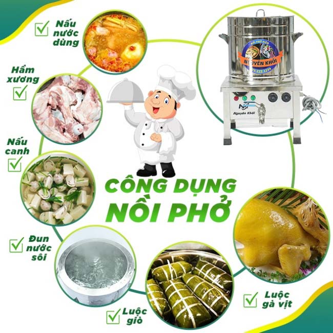 Công dụng nồi nấu phở 40l