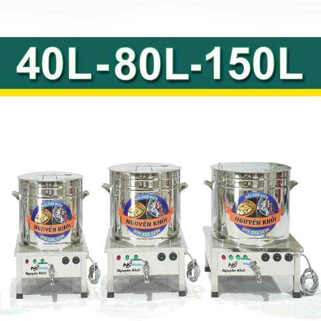 Bộ 3 nồi nấu phở điện 40 – 80 – 150L