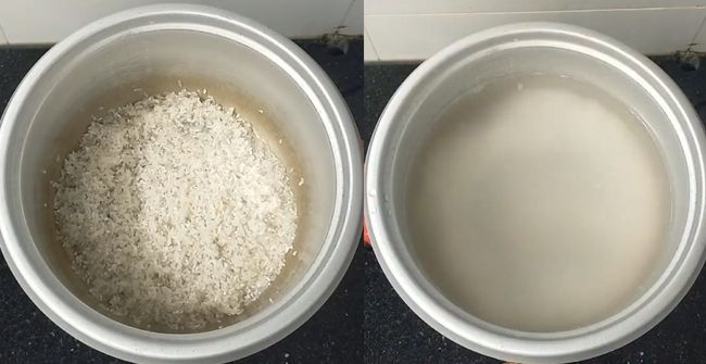 Vo gạo và ngâm gạo trước khi nấu cháo trắng lá dứa
